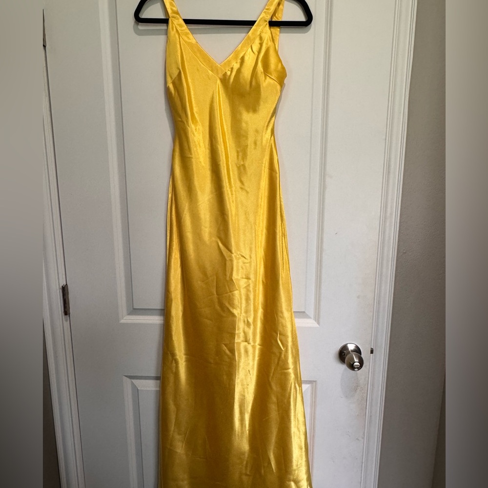 Lulu's Yellow Spaghetti Strap Maxi Gown